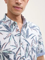 TOM TAILOR Kurzarmhemd Comfort Fit Blau/Hellblau/Weiß