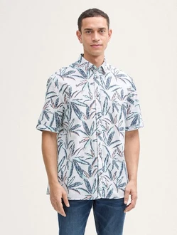 TOM TAILOR Kurzarmhemd Comfort Fit Blau/Hellblau/Weiß