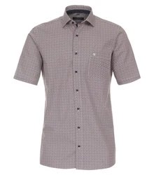 CASAMODA Businesshemd Kurzarm Print Rot/Braun