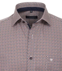 CASAMODA Businesshemd Kurzarm Print Rot/Braun
