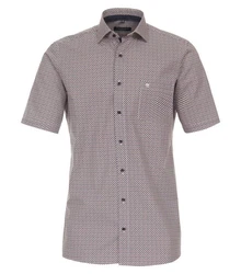 CASAMODA Businesshemd Kurzarm Print Rot/Braun