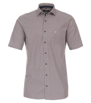 CASAMODA Businesshemd Kurzarm Print Rot/Braun