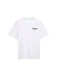 TOM TAILOR T-Shirt mit Brusttasche Weiß/Creme