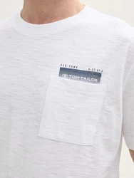 TOM TAILOR T-Shirt mit Brusttasche Weiß/Creme
