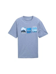 TOM TAILOR T-Shirt mit Foto-Print Hellblau/Grau/Blau