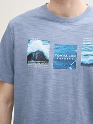 TOM TAILOR T-Shirt mit Foto-Print Hellblau/Grau/Blau