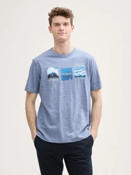 TOM TAILOR T-Shirt mit Foto-Print Hellblau/Grau/Blau