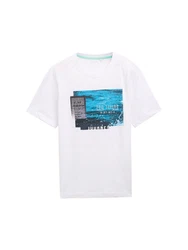 TOM TAILOR T-Shirt mit Foto-Print Weiß/Creme