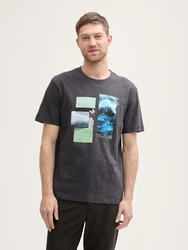 TOM TAILOR T-Shirt mit Foto-Print Grün/Schwarz/Braun/Hellblau/Grau