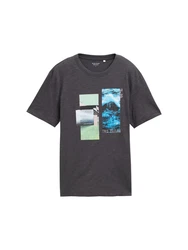 TOM TAILOR T-Shirt mit Foto-Print Grün/Schwarz/Braun/Hellblau/Grau