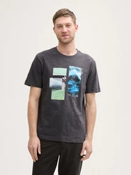 TOM TAILOR T-Shirt mit Foto-Print Grün/Schwarz/Braun/Hellblau/Grau