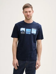 TOM TAILOR T-Shirt mit Foto-Print Dunkelblau/Blau/Hellblau