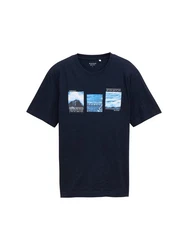 TOM TAILOR T-Shirt mit Foto-Print Dunkelblau/Blau/Hellblau