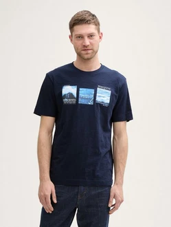 TOM TAILOR T-Shirt mit Foto-Print Dunkelblau/Blau/Hellblau TOM TAILOR T-Shirt mit Foto-Print Dunkelblau/Blau/Hellblau