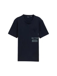 TOM TAILOR T-Shirt mit Brusttasche Dunkelblau/Hellblau
