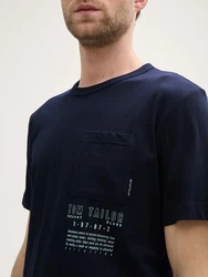 TOM TAILOR T-Shirt mit Brusttasche Dunkelblau/Hellblau