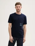 TOM TAILOR T-Shirt mit Brusttasche Dunkelblau/Hellblau