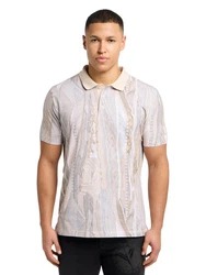 CARLO COLUCCI Poloshirt Beige/Grau/Weiß