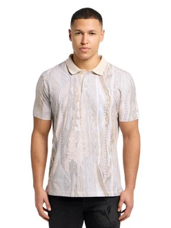 CARLO COLUCCI Poloshirt Beige/Grau/Weiß