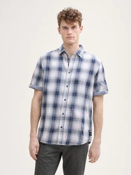TOM TAILOR Kurzarmhemd Regular Fit Blau/Hellblau