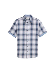 TOM TAILOR Kurzarmhemd Regular Fit Blau/Hellblau