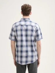 TOM TAILOR Kurzarmhemd Regular Fit Blau/Hellblau