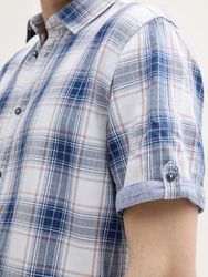TOM TAILOR Kurzarmhemd Regular Fit Blau/Hellblau