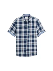 TOM TAILOR Kurzarmhemd Regular Fit Blau/Hellblau