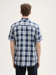 TOM TAILOR Kurzarmhemd Regular Fit Blau/Hellblau