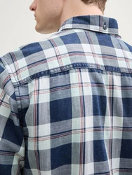 TOM TAILOR Kurzarmhemd Regular Fit Blau/Hellblau