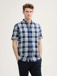 TOM TAILOR Kurzarmhemd Regular Fit Blau/Hellblau
