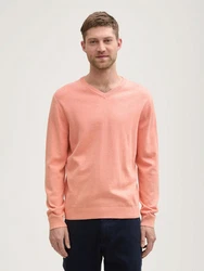 TOM TAILOR Strickpullover mit V-Ausschnitt Orange/Rosa