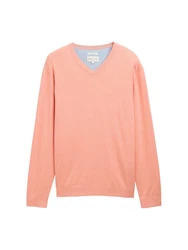 TOM TAILOR Strickpullover mit V-Ausschnitt Orange/Rosa