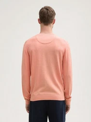 TOM TAILOR Strickpullover mit V-Ausschnitt Orange/Rosa