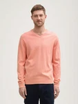 TOM TAILOR Strickpullover mit V-Ausschnitt Orange/Rosa