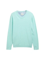 TOM TAILOR Strickpullover mit V-Ausschnitt Grün/Türkis/Hellgrün