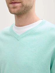 TOM TAILOR Strickpullover mit V-Ausschnitt Grün/Türkis/Hellgrün