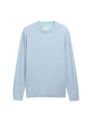 TOM TAILOR Strickpullover Basic Hellblau/Blau/Grau