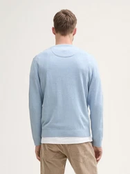 TOM TAILOR Strickpullover Basic Hellblau/Blau/Grau