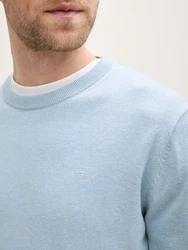 TOM TAILOR Strickpullover Basic Hellblau/Blau/Grau