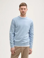TOM TAILOR Strickpullover Basic Hellblau/Blau/Grau