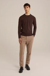 WE Fashion Sweater Dunkelbraun/Braun/Dunkelrot