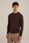 WE Fashion Sweater Dunkelbraun/Braun/Dunkelrot