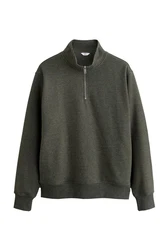 Next Jersey-Sweatshirt mit Reißverschlusskragen Dunkelgrün