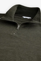 Next Jersey-Sweatshirt mit Reißverschlusskragen Dunkelgrün