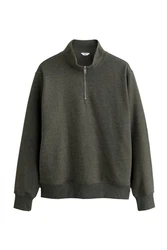 Next Jersey-Sweatshirt mit Reißverschlusskragen Dunkelgrün