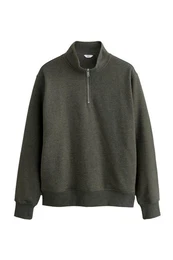 Sweater Jersey-Sweatshirt mit kurzem Reiverschlusskragen (1-tlg)