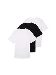TOM TAILOR T-Shirt Basic T-Shirts  schwarz/weiß