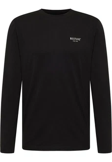 MUSTANG Langarmshirt Style Asheville Schwarz/Dunkelblau/Lila