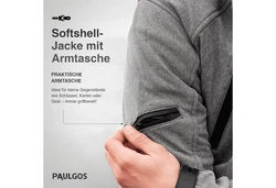 PAULGOS Softshelljacke Herren Outdoor Funktionsjacke Dunkelgrau/Hellgrau/Grau